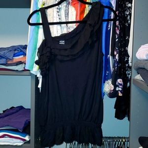 Ruffle tank top with cinch waist